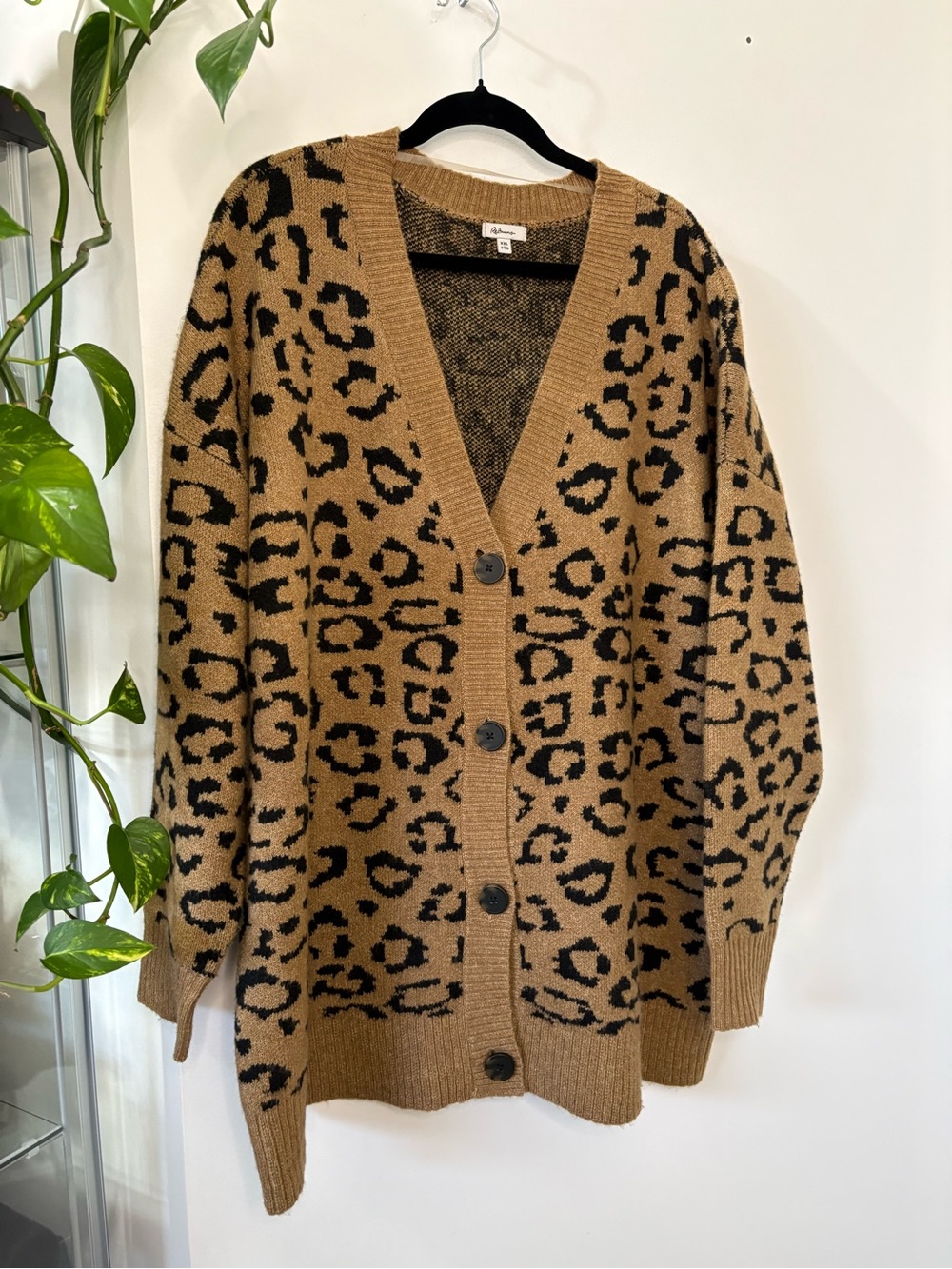 Reitmans Camel and Black Leopard Print Button-Front Cardigan - Picture 6 of 6
